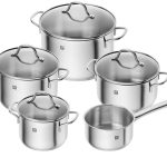 Zwilling Cooking Pot Set, 5 pcs., 4 Lids, Suitable for Induction, Stainless Steel, Flow