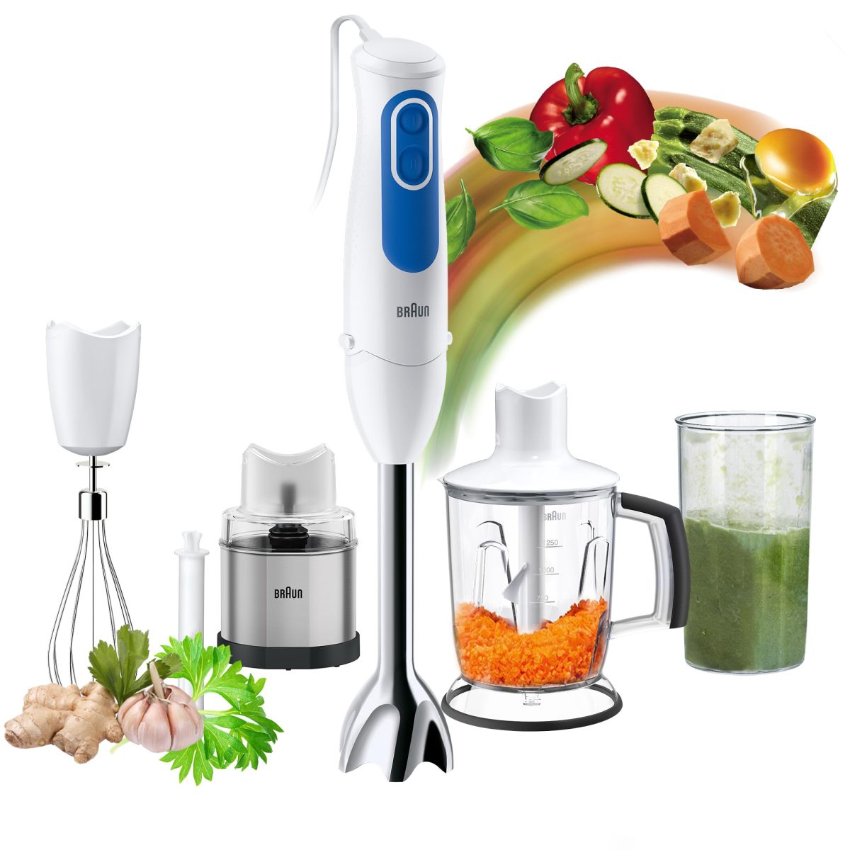 گوشت‌کوب برقی چندکاره براون MultiQuick 3 مدل MQ 3035 Sauce توان ۷۰۰ وات، سفید - تصویر 2
